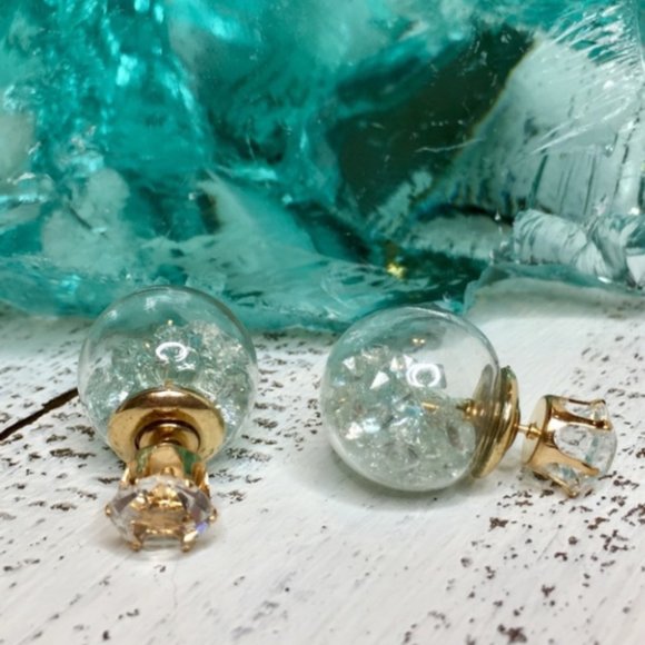 Dark Green Star Double Stud Earrings - Picture 1 of 3